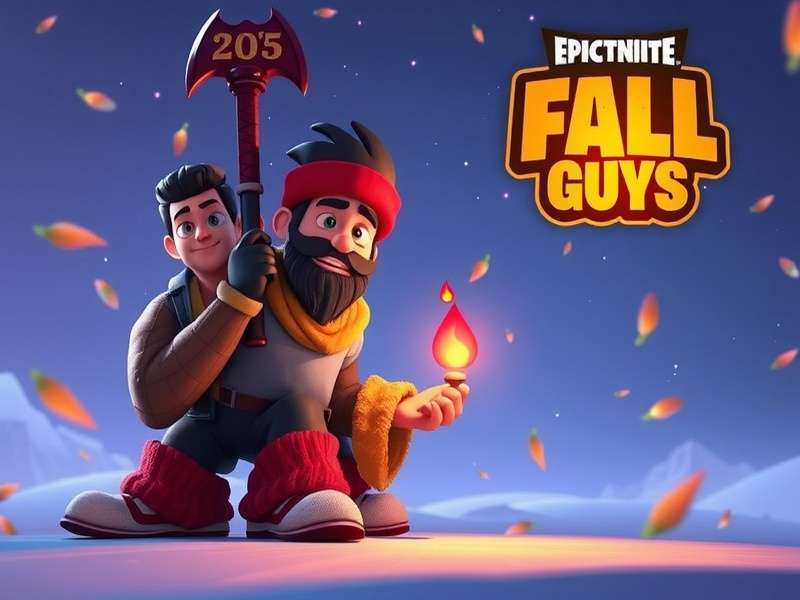 Fall Guys and Epic Games logos merging together