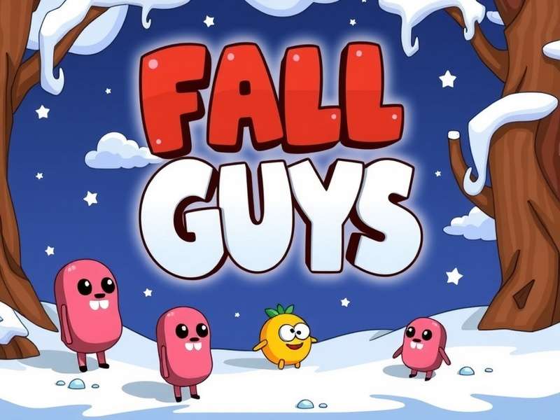 Fall Guys character jumping between Steam and Epic Games logos