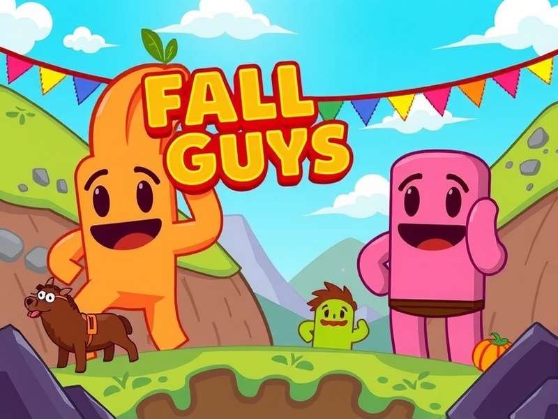 Fall Guys Live gameplay showing multiple characters racing through obstacle course