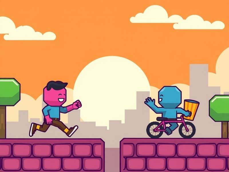 Fall Guys characters jumping on colorful platforms