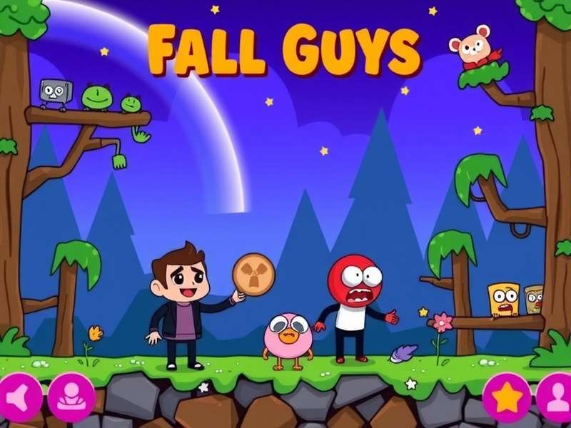 Fall Guys colorful characters running on a computer screen