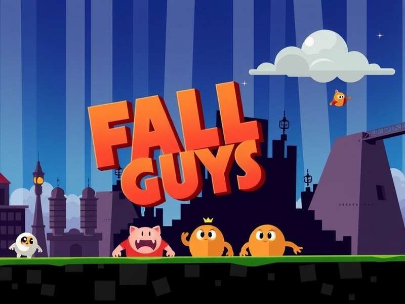 Fall Guys characters in chaotic races with Epic Games logo