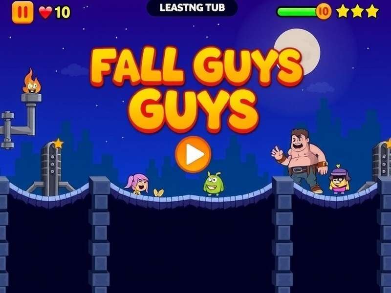 Colorful Fall Guys characters competing in a chaotic obstacle course