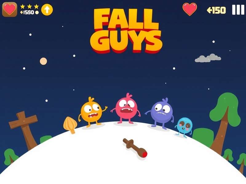 Fall Guys colorful characters running on a mobile screen