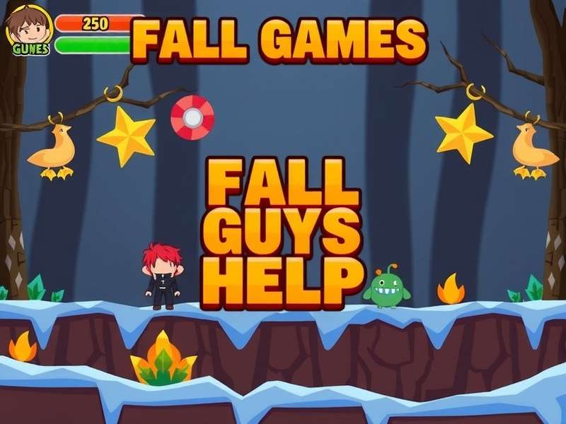 Fall Guys characters racing through an obstacle course with Epic Games logo overlay