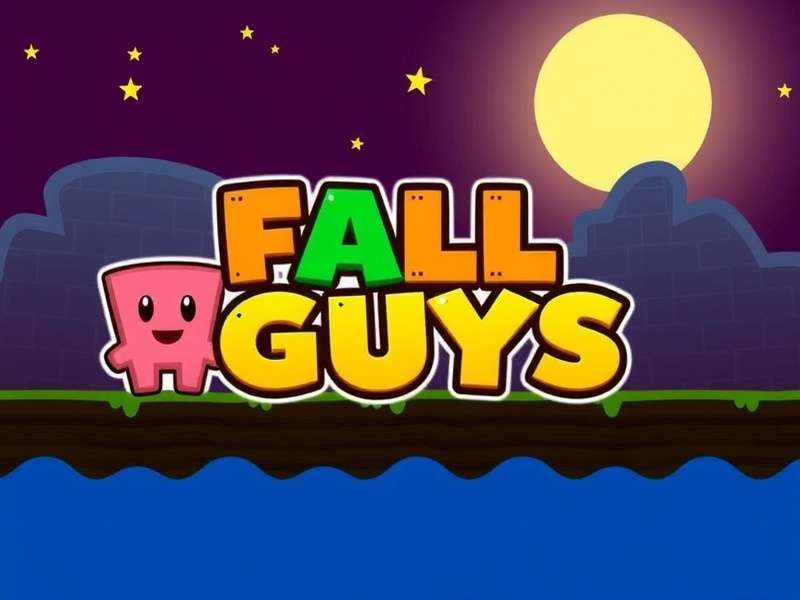 Colorful Fall Guys characters racing in a game scene