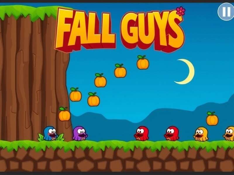 Fall Guys Free gameplay screenshot showing colorful beans racing