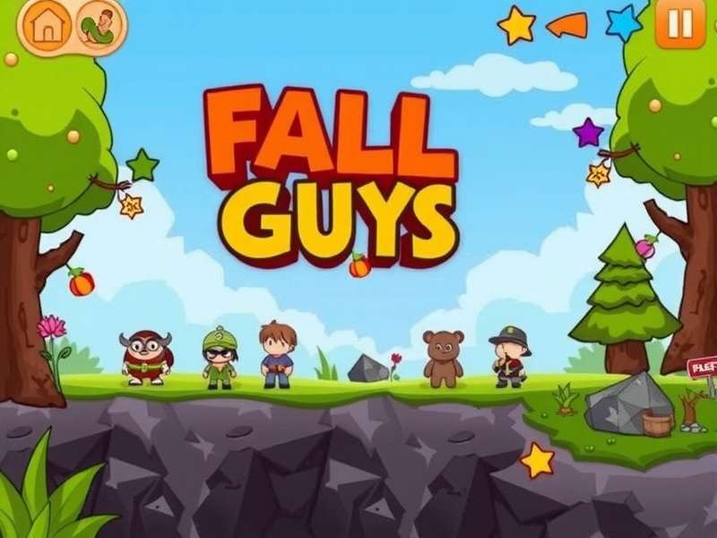 Fall Guys colorful characters racing on a PC screen