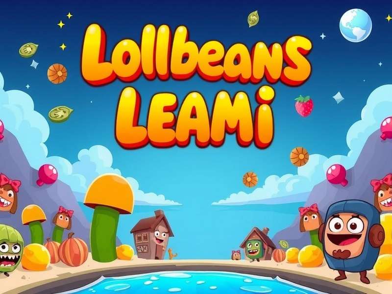 A vibrant crowd of Fall Guys characters racing through a chaotic obstacle course