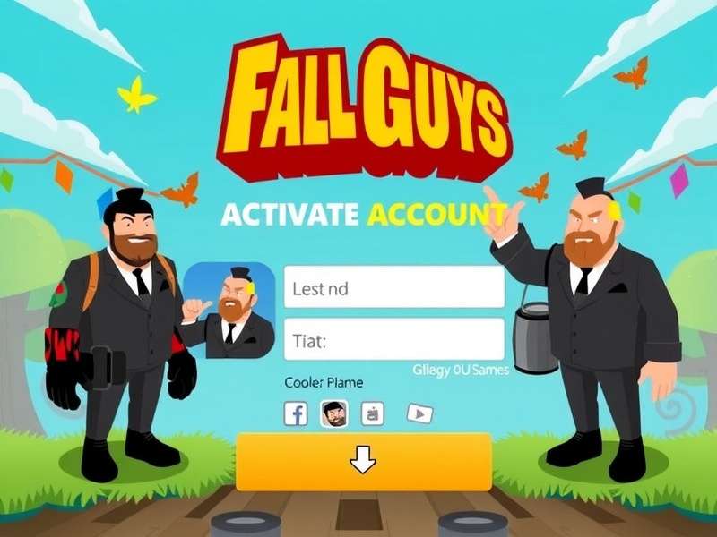 Fall Guys character celebrating victory with Epic Games logo in background