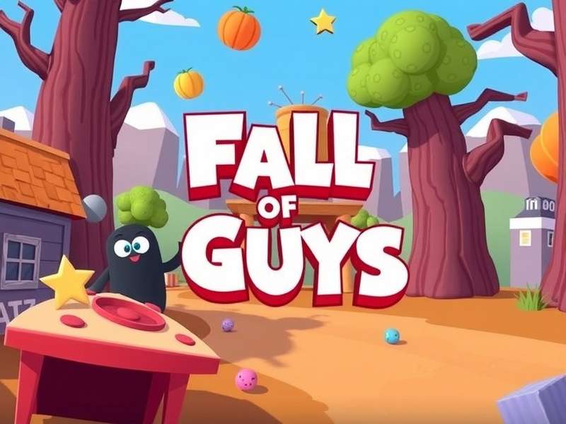 Fall Guys colorful characters running on a Windows 10 PC screen
