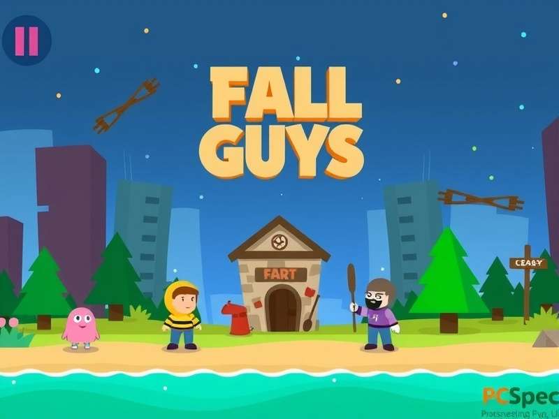 Fall Guys PC gaming setup with colorful peripherals