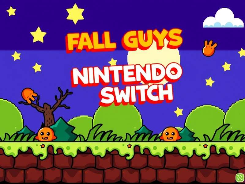Fall Guys characters running on a vibrant, obstacle-filled course on a Nintendo Switch screen