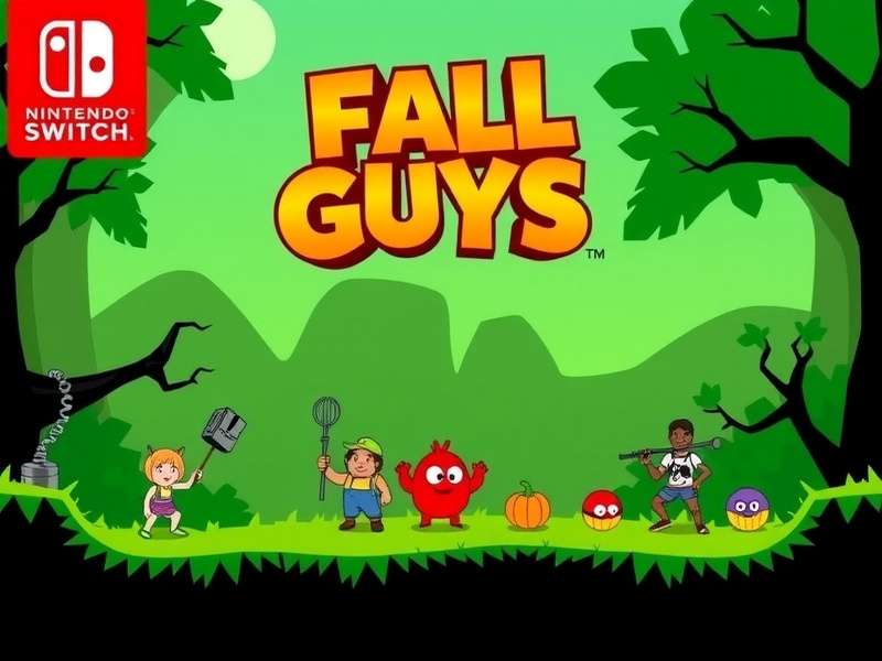Fall Guys colorful gameplay on Nintendo Switch screen with multiple beans racing