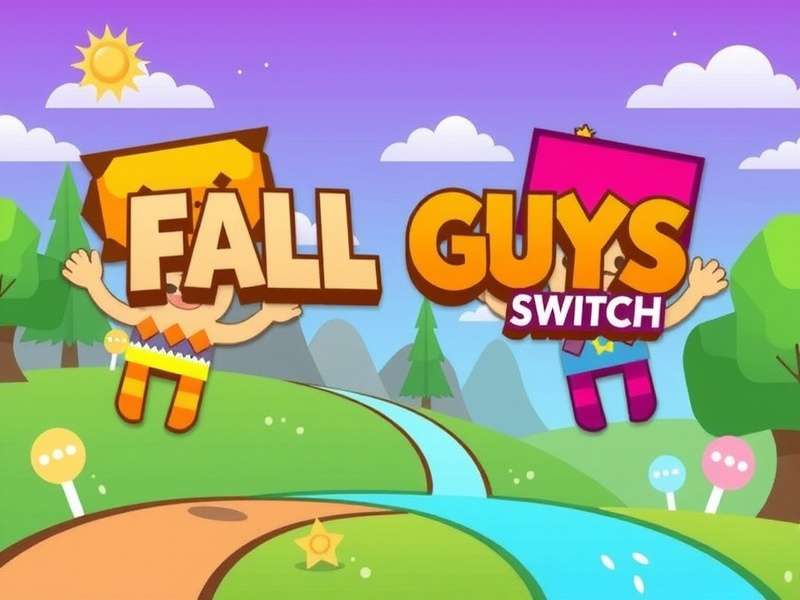 Fall Guys Switch gameplay on Nintendo Switch OLED showing colorful obstacle course