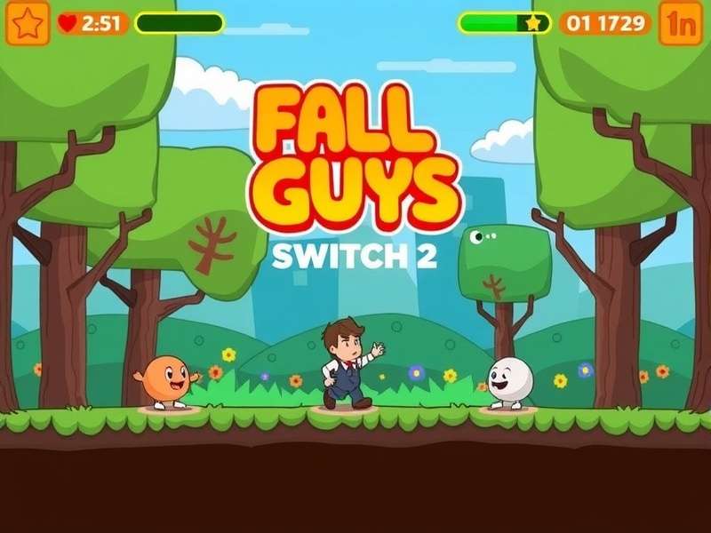 Fall Guys Switch 2 Update gameplay showing new medieval-themed round with enhanced lighting and 60 FPS performance
