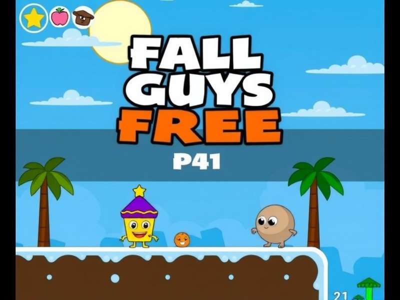 Fall Guys colorful battle royale bean characters celebrating on a vibrant course