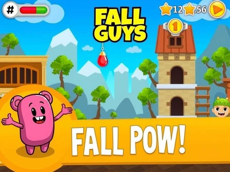 Fall Guys running on an Android smartphone with colorful beans jumping across obstacles