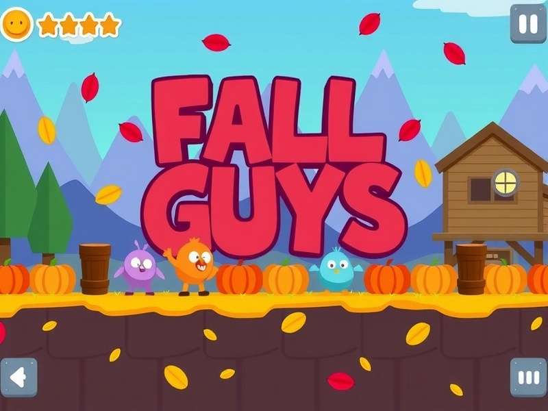 Fall Guys characters tumbling through a colorful obstacle course