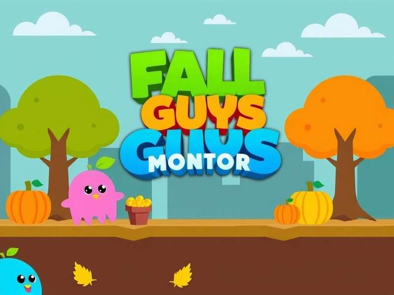 Fall Guys colorful beans racing on a vibrant obstacle course with bright sky background