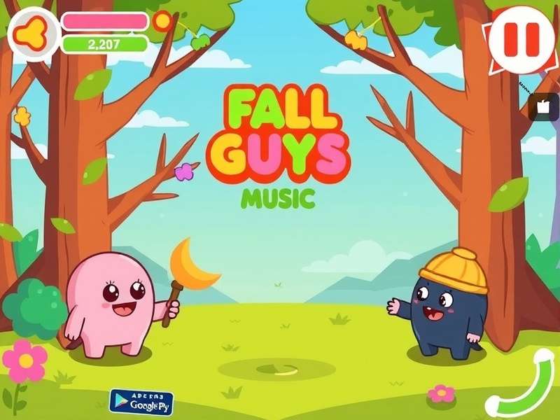 Fall Guys Music – The vibrant soundtrack of Fall Guys: Ultimate Knockout featuring colorful beans and musical notes