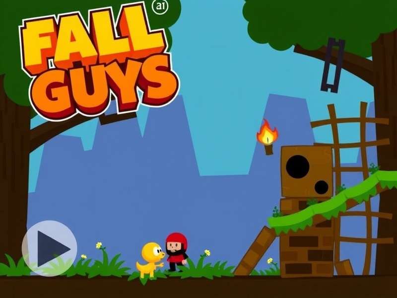 Fall Guys colorful battle royale arena with jelly bean characters