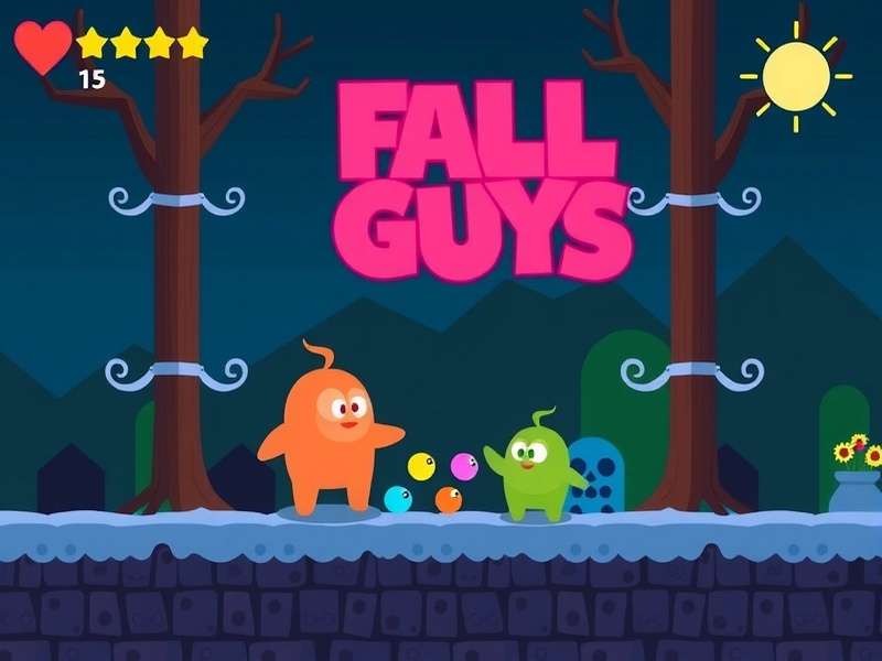 Fall Guys colorful bean characters on a obstacle course