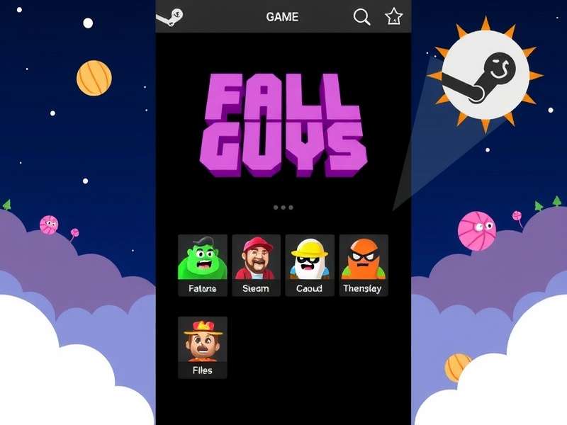 Fall Guys characters tumbling on a colorful course representing the Steam Store and community hub