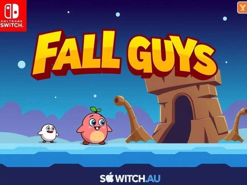 Fall Guys running on Nintendo Switch OLED with colorful bean characters on screen