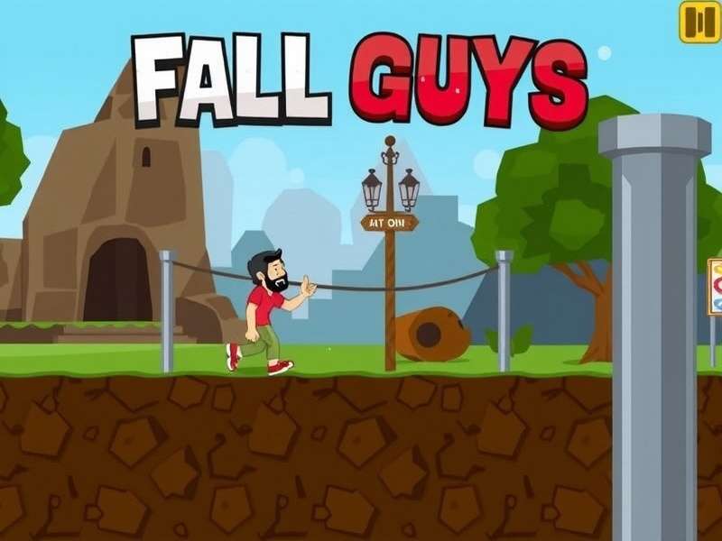 Fall Guys chaotic battle royale with colorful beans falling into the arena